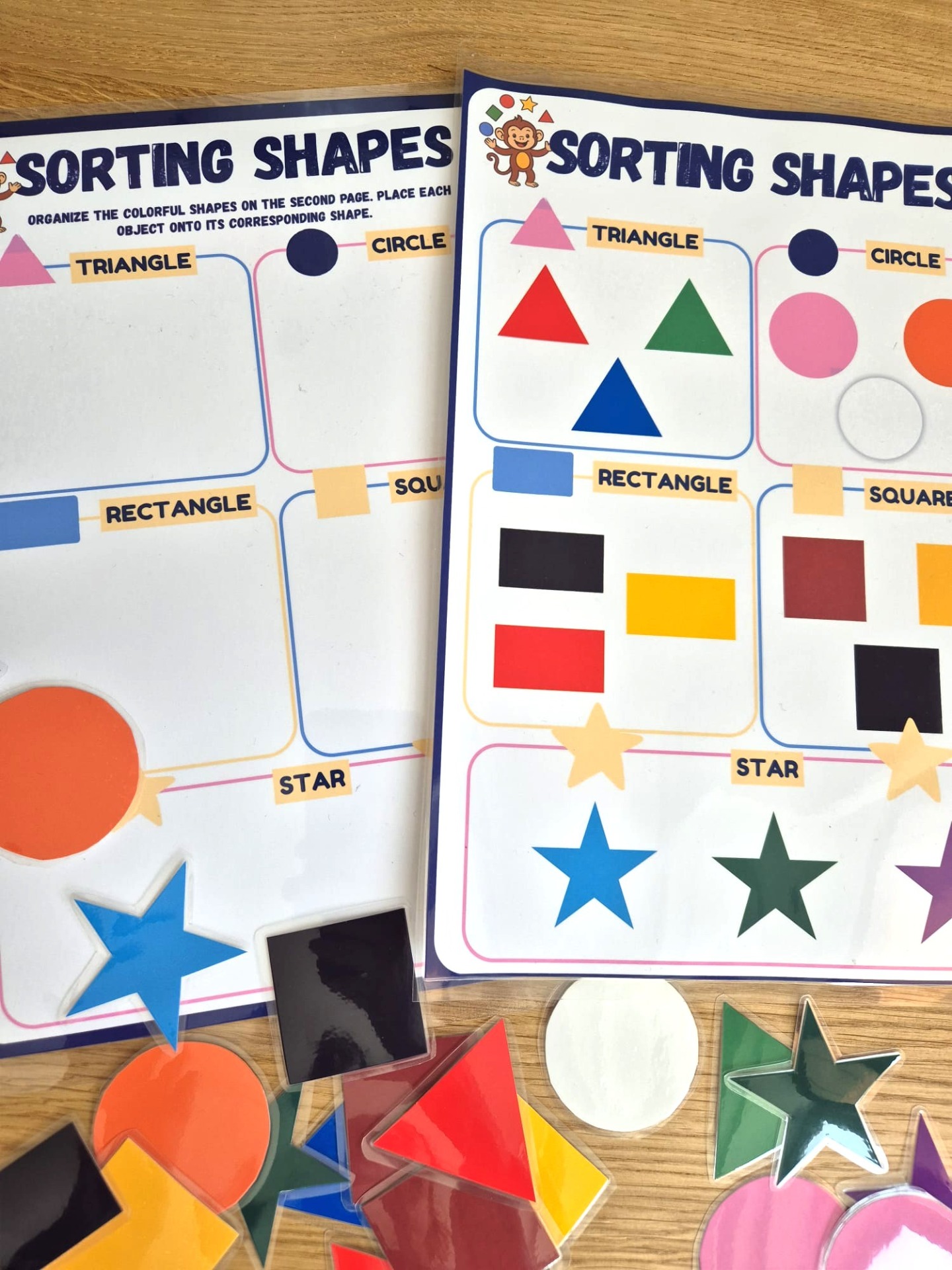 Pracovní list angličtina tvary Sorting Shapes – PDF list pro děti MŠ