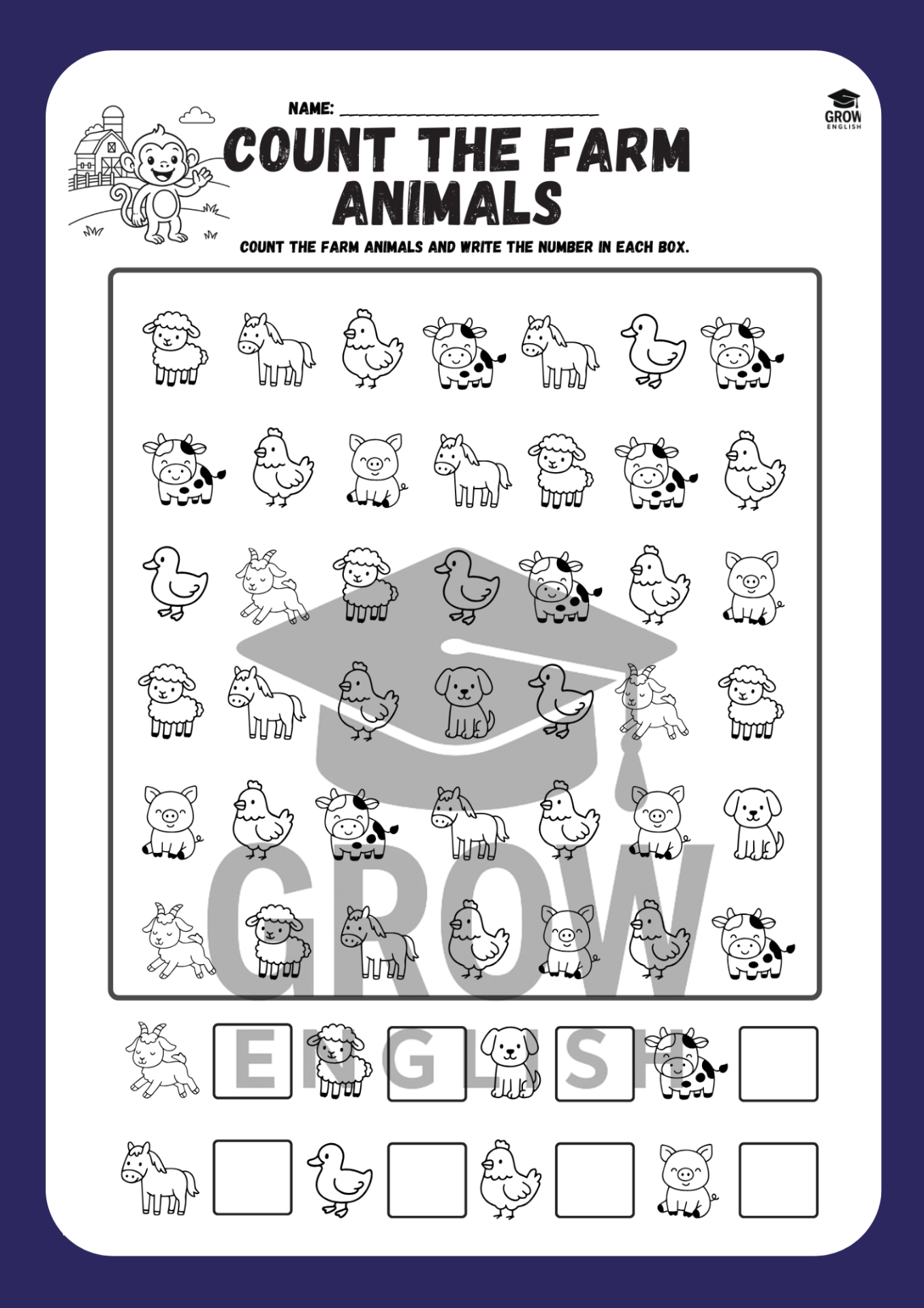 Počítání zvířátek z farmy