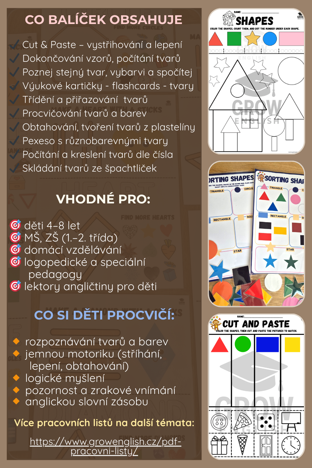 Balíček pracovních listů, aktivit a her do angličtiny pro děti.