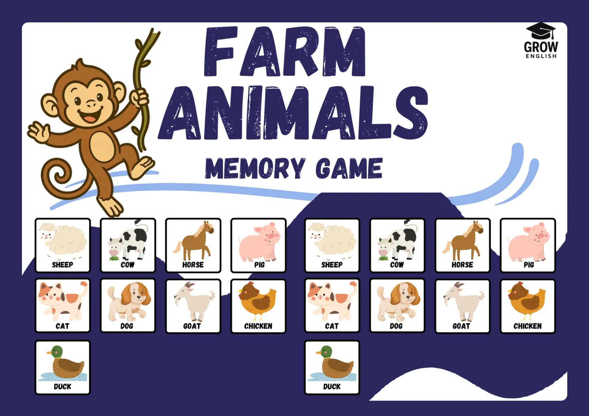 Pexeso - Zvířátka na farmě - Farm Animals